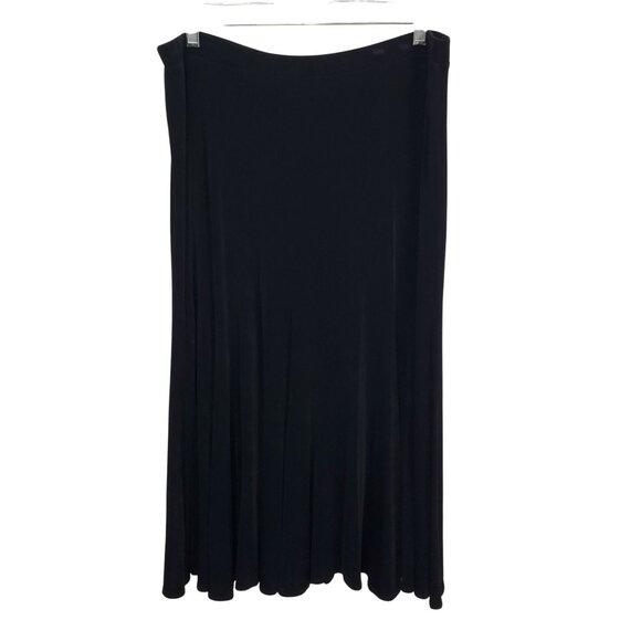 Chicos Travelers 3 Sz XL Skirt Slinky Stretch Full Flared Multi Panel Midi Long - Picture 3 of 9